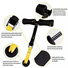 Alicer Nordic Hamstring Curl Strap for Sit-Ups, Core Training, Nordic Curl, Spanish Squats, etc., Portable Sports Fitness Accessory for Leg, Abdomen and Back Training (Black + Yellow)