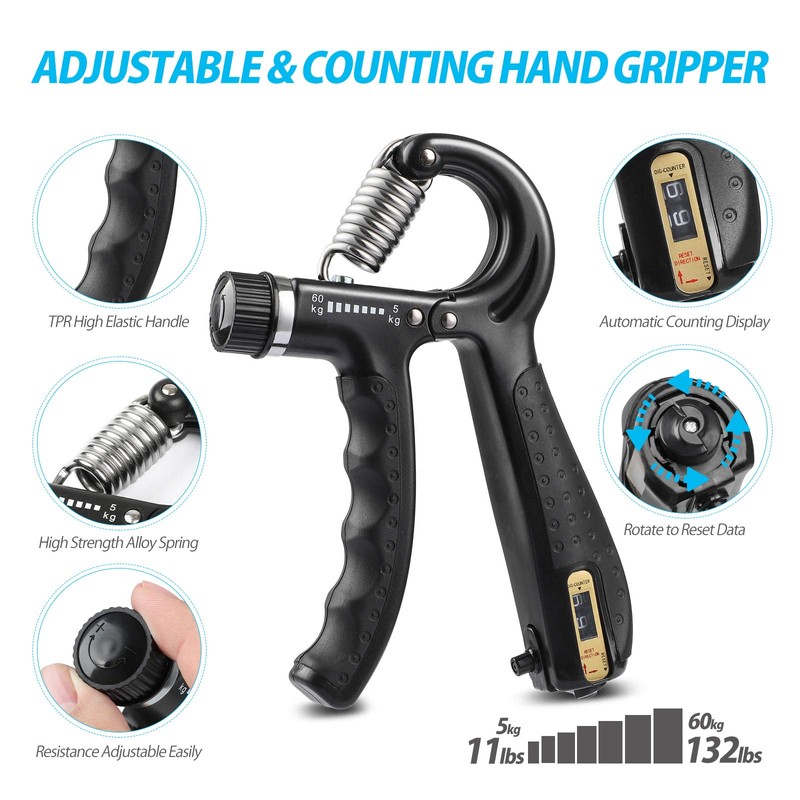 NIYIKOW Grip Strength Trainer Kit with Counter (5 Pack), Counting