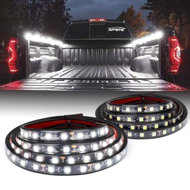 Xprite 60" Inch White LED Truck Bed Lights Strip Kit, Decoration Lighting Bar for Cargo Pickup Trucks Tonneau Cover Van SUV RV Boat, with On/Off Switch - 2PCS
