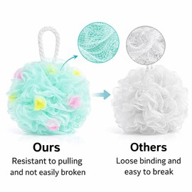 4 Pcs Loofah Sponge Shower Puff, Soft Mesh Bath Sponge for Women and Men, Shower Puff Exfoliating Sponge, Body Scrubber Sponges Bath for Rich Lather (White+Green)
