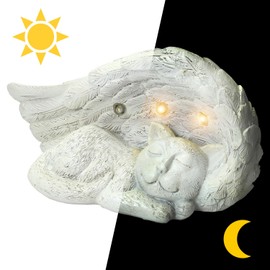 Taylor & Brown Dog Cat Pet Memorial Stone Solar Lights, Loss of Dog Cat Memorial Sympathy Gifts Tombstone Gravestone Grave Maker Statue Garden Decor Outdoor (Cat)