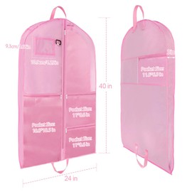 OSDUE Children's Clothing Bag, Children's Garment Bag with 5 Pockets, Foldable Children's Garment Bag, Short Clothing Hanging Cover for Easy Organisation for Dancers, Performances, Beauty Pageants,