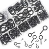 DYWISHKEY 240PCS 12 Sizes Black Zinc Plated Steel Eye Bolts