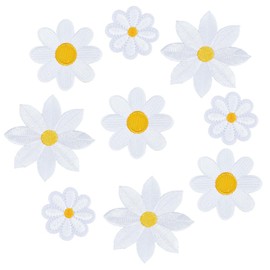 GOMAKERER Pack of 36 3 Styles Iron-On Patches, Cute Patch with Daisy Floral Iron-on Patches, Floral Patches, Decorative Flower Applique for Dresses, Shirts, Bags, Hats