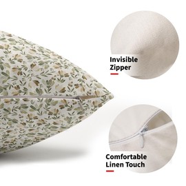 Spring Daisy Floral Lumbar Pillow Covers 12X20 In Sage Green Brown Beige Vintage Flowers Rectangle Pillow Cases Set of 2 Block Print Throw Pillows Farmhouse Decor For Sofa Couch Cushion Outdoor