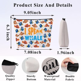 PLITI Nemo Dory Movie Gift Cartoon Character Lover Gift Ocean Fish Gift I Speak Whale Makeup Bag for Nemo Dory Fan (Speak Whale BagU)