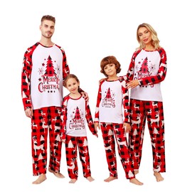 Sangdut Christmas Pyjamas Matching Sets for Family, Xmas Pjs Red Plaid Reindeer Pants with Tops, Festival Pajama Winter Loungewear Comfortable Sleepwear for Women Men (M, red-woman)