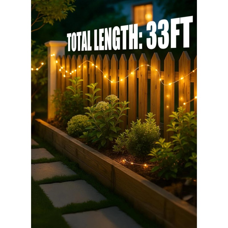 Minetom Solar String Lights for Outside, 33Ft 100 LED 1