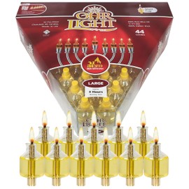 Pre Filled Hanukkah Menorah Oil Cups - Olive Oil Menorah Cups with Wick Ready to Use - 44 Pk Ohr Lights - Large Burns Approx 3 Hours