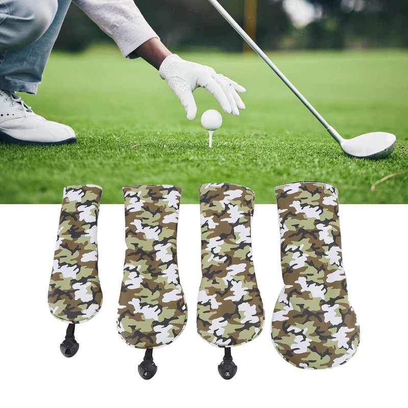 4Pcs Golf Club Head Cover PU Thick Plush Wear Resistant