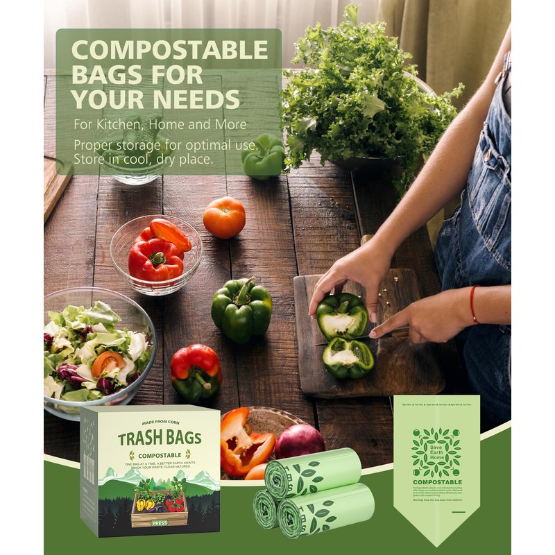 AYOTEE 150 Count Compostable Trash Bags 3 Gallon Trash Bag,