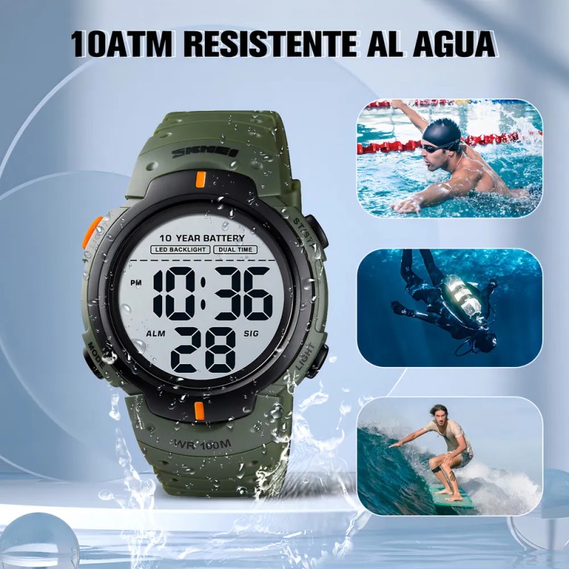 Reloj Pulsera Digita Skmei 1560 10atm Reloj De Buceo Nadar