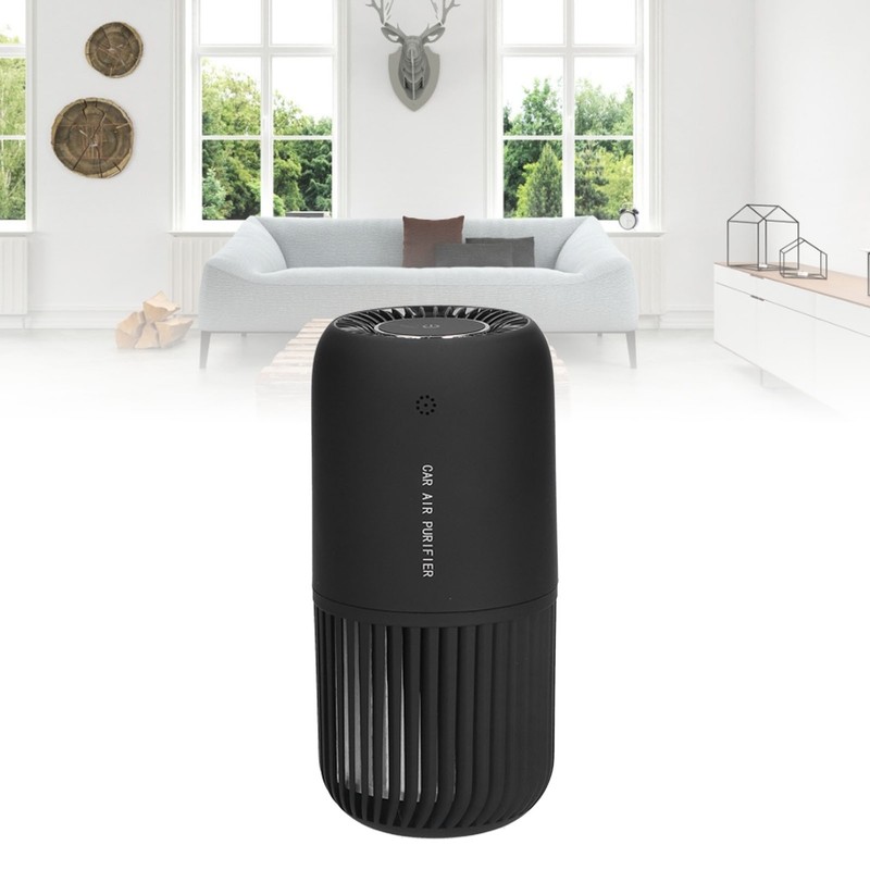 Black Air Purifier Portable USB Powered Low Noise Car Air