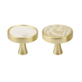 Natural Goods Berlin Furniture Handles, Pearl Gold Brushed Design Furniture Knobs, Metal Furniture Knob, Round Door Handle for Cabinets, Chest of Drawers, Sideboard, Kitchen Front Drawer Handle, Wall