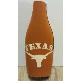 TEXAS LONGHORNS NEOPRENE BOTTLE ZIPPER BEER COOLER KOOZIE INSULATION