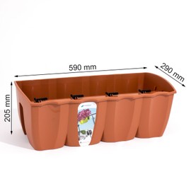 Prosperplast 18 ltr Terracotta L size CROWN flower pot for railing, 3 sizes, 4 colours