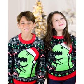 Big Trex Santa Ugly Christmas Sweater for Toddler Boys 2y - 6y Funny Xmas Outfit 2T Multicolor