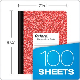 Oxford Composition Notebooks - Composition Notebook Wide Ruled Paper - 9-3/4" x 7-1/2" - Assorted Marble Covers - 100 Sheets - Pack of 12