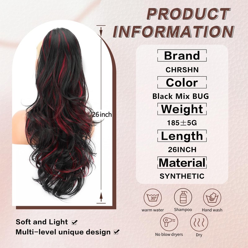 Ponytail Extension Drawstring Ponytail for Women 26" Long Wavy Curly