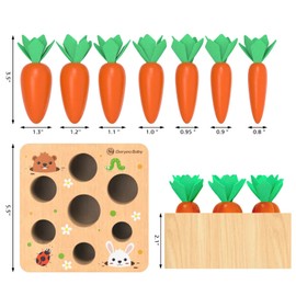 KMTJT Montessori Toys for 1 2 3 Year Old Toddlers, Carrot Harvest Game Wooden Toy for 12 18 Months Baby Boys and Girls, Educational Learning Shape Sorting Matching Easter Gifts for Babies 1-3