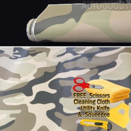 AUTOGOODY 96" x 60" Army Camo Camouflage Desert Vinyl Film Wrap Air Bubble Free 8ft x 5ft