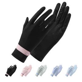 Hsdvdva Women's Summer UV Protection Gloves [2-finger exposure・contact cooling sensation・good touch・anti-slip] Lightweight Glove UPF50+ Sunburn prevention UV protection Hand care UV gloves for bicycle