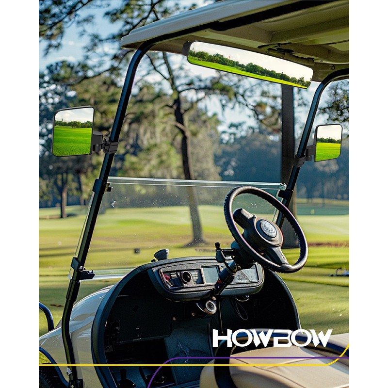 HOWBOW Golf Cart Mirrors Kit, Adjustable 180 Degree Rotation and