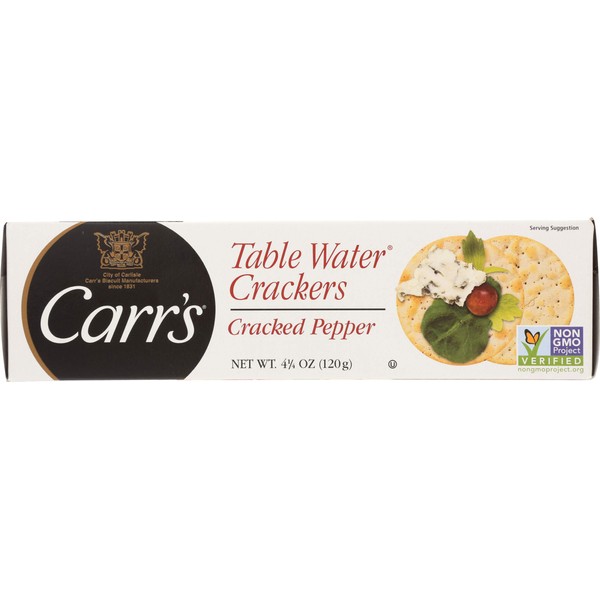 Carr's Table Water Crackers, Cracked Pepper, 4.25 Oz