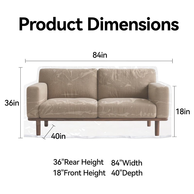 Klmnop Clear Plastic Loveseat Cover 84" W x 40" D