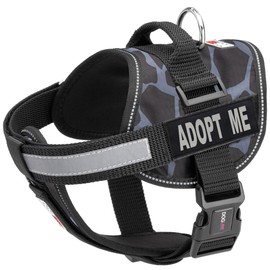 Dogline Unimax Dog Harness Vest with Adopt Me Patches Reflective No-Pull, Adjustable Straps, Breathable Neoprene for Medical, Service, Identification and Training Dogs Girth 28 to 38" Giraffe Gray