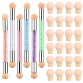 6pcs UV Gel Gradient Sponges Pens with 24 Pcs Replacement Head, Sponge for Nail Art, Nail Ombre Sponge, Double-Head Design,for Nail Art Manicure DIY Tools 6 Colors