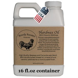 HardWax Oil With Nano-Ceramic Additives - Furniture Oil, Beeswax and Carnauba Wax Blend - Durable Satin Wood Furniture Finish With Added Ceramic Protection, Bare Wood Finish Sealer-USA Made-(16 fl.oz)