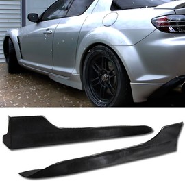 Side Skirts Compatible With 2004-2010 MAZDA RX8 | PU Side Bottom Line Extension by IKON MOTORSPORTS | 2005 2006 2007 2008 2009