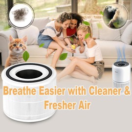 2 Pack True HEPA Core 300 Replacement Filter for LEVOIT Core 300 and Core 300S Air Purifier, Core 300-RF, 3-in-1 H13 Activated Carbon Filtration System for Dust, Lint, Pollen, Pet Dander etc. (White)