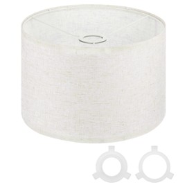 PATIKIL Drum Lamp Shades for Table Lamps 12"x12"x8" Linen Lampshade Easy Assembly Lamp Shade with E27 to E26/E14 Adapters for Floor Lamps Bedside Lamps Pendant Lights, Linen (1.65" Spider)
