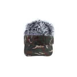 Marushin Sun Visor with Wig, Great for Golf, Outdoors, Banquets, etc, Silver