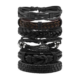 Eigso Retro Vintage Braided Leather Cuff Bracelets for Men Women Hemp Rope Wrap Wristbands Adjustable