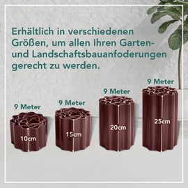 GARDENIX Plastic Lawn Edging 9 m, Height 10 cm - Flower Bed Edging Wavy for Flower Bed - Flower Bed Border Plastic Brown, Flower Bed Border, Flexible, Weather-Resistant, Easy to Assemble
