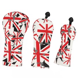 3Pcs Golf Club Head Cover Oxford Cloth British Flag Golf Head Cover for Golfer Lovers