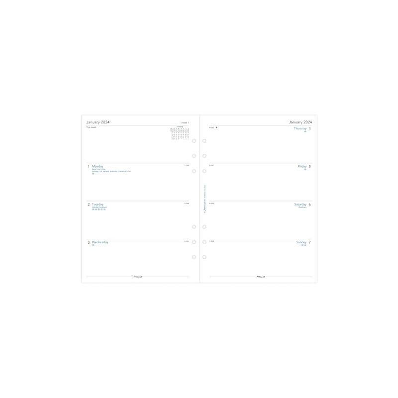 Filofax A5 week on two pages English 2024 diary, White