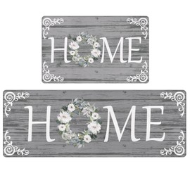 HEBE Anti Fatigue Kitchen Rug Set of 2 Non Slip Cushioned Kitchen Mats for Floor Waterproof Comfort Kitchen Rugs and Mats Farmhouse Chef Mats Floor Carpet for Sink,Laundry Room