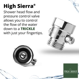 High Sierra® - Shower Head Pause & Pressure Control Valve - Solid Metal – Push-Button Valve Easily Controls the Flow of Water or Shuts It Off to Just a Trickle - Matte Black Finish
