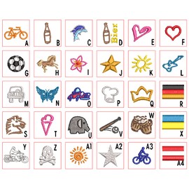 Embroidered Keyring with Your Desired Text and Motif Star, Flag, Heart, Motorcycle etc, Colourful