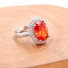 Created Orange Garnet Birthstone Rings Oval Engagement Wedding Ring Women