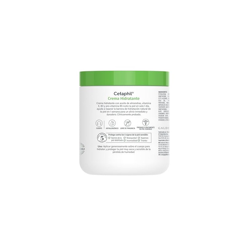 CETAPHIL, Crema Hidratante Grande 566g. Restaura Completamente la Barrera de