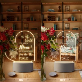 BeneCharm Gifts for Mom from Daughter Son - Mother Gift Engraved Acrylic Night Light, Birthday Gifts for Mom, Mothers Day, Christmas Gifts for Mom - Warm White Light, Heart-Shaped