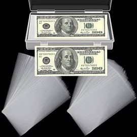 XYZsundy Currency Sleeves Clear Paper Money Holders for Cash Collectors,Money Box for Paper Dollar Bills, Slab Holder, Banknote, Stamp Storage (100)