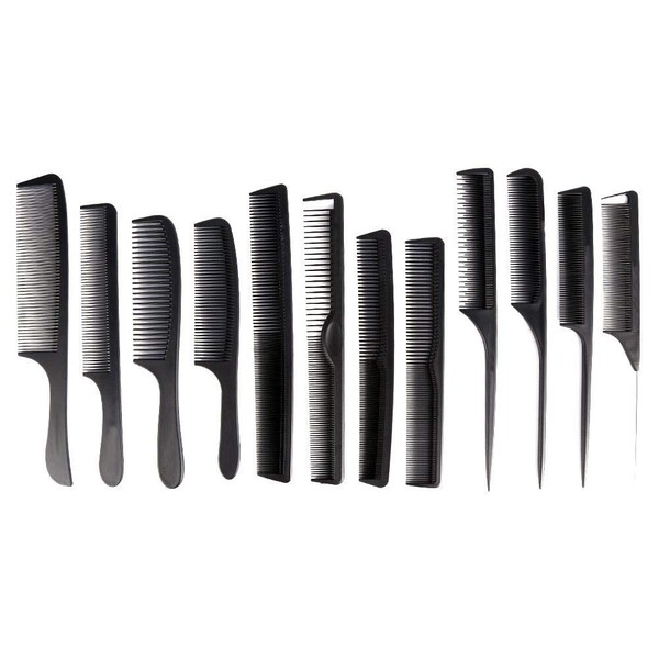 FILFEEL Hair Comb, 12 Pieces Salon Black Hairdresser Cutting Styling Barber Stylist Tools Set