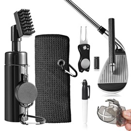HUIJUTCHEN Golf Club Cleaning Kit with Golf Club Cleaner with Water Golf Towel Divot Repair Tool Groove Sharpener Golf Ball Alignment Kit Complete Golf Cleaning Kit Golf Accessories for Men Women
