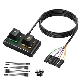 SinLoon Case Accessories External PC/ATX Switch with RGB LED & HDD Activity Light - 2M/6.5FT Desktop Power Button for Motherboard (Power/Reset), DIY PC Construction (Metal Housing)